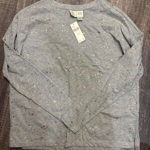 Anthropologie NWT size xs grey long sleeve top with gold stars‎